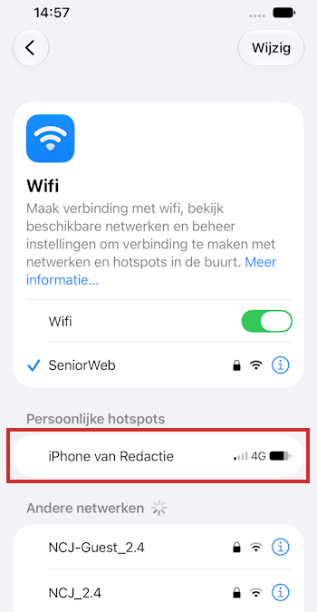 Verbinden met hotspot iPhone Verbinden met hotspot iPhone